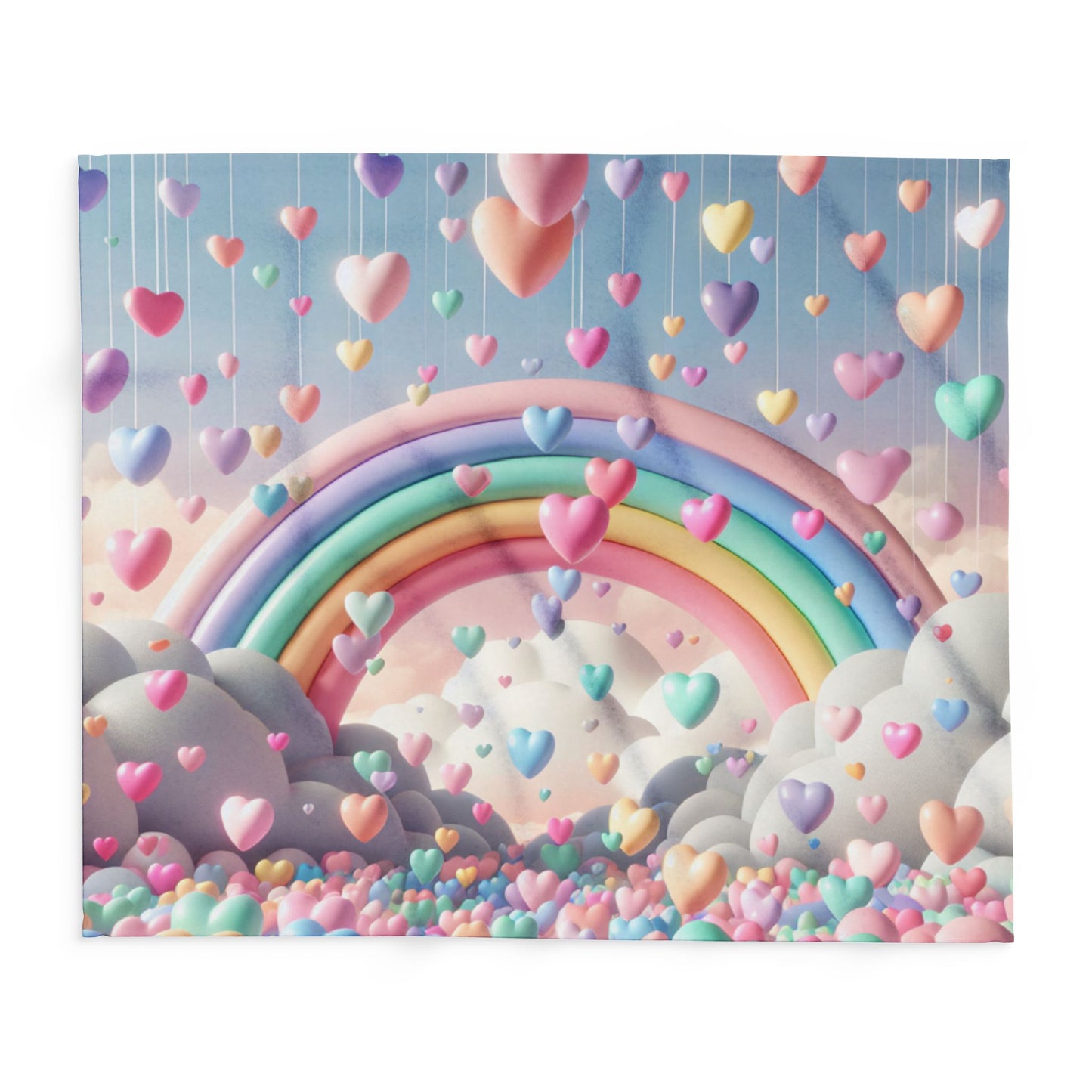 Colorful Heart Rainbow Fleece Blanket - Cozy Love Gift for All Occasions