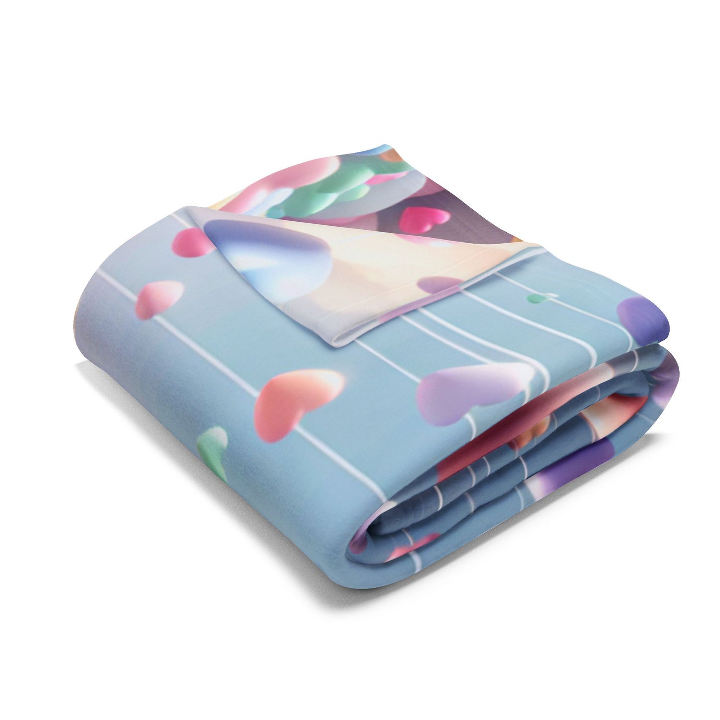 Colorful Heart Rainbow Fleece Blanket - Cozy Love Gift for All Occasions