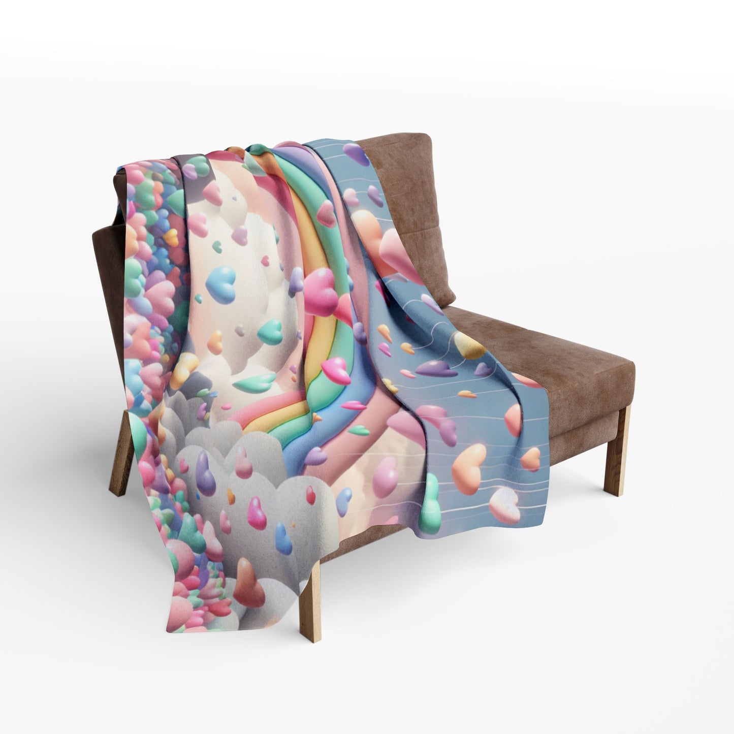 Colorful Heart Rainbow Fleece Blanket - Cozy Love Gift for All Occasions