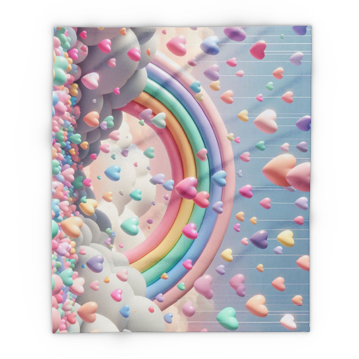 Colorful Heart Rainbow Fleece Blanket - Cozy Love Gift for All Occasions
