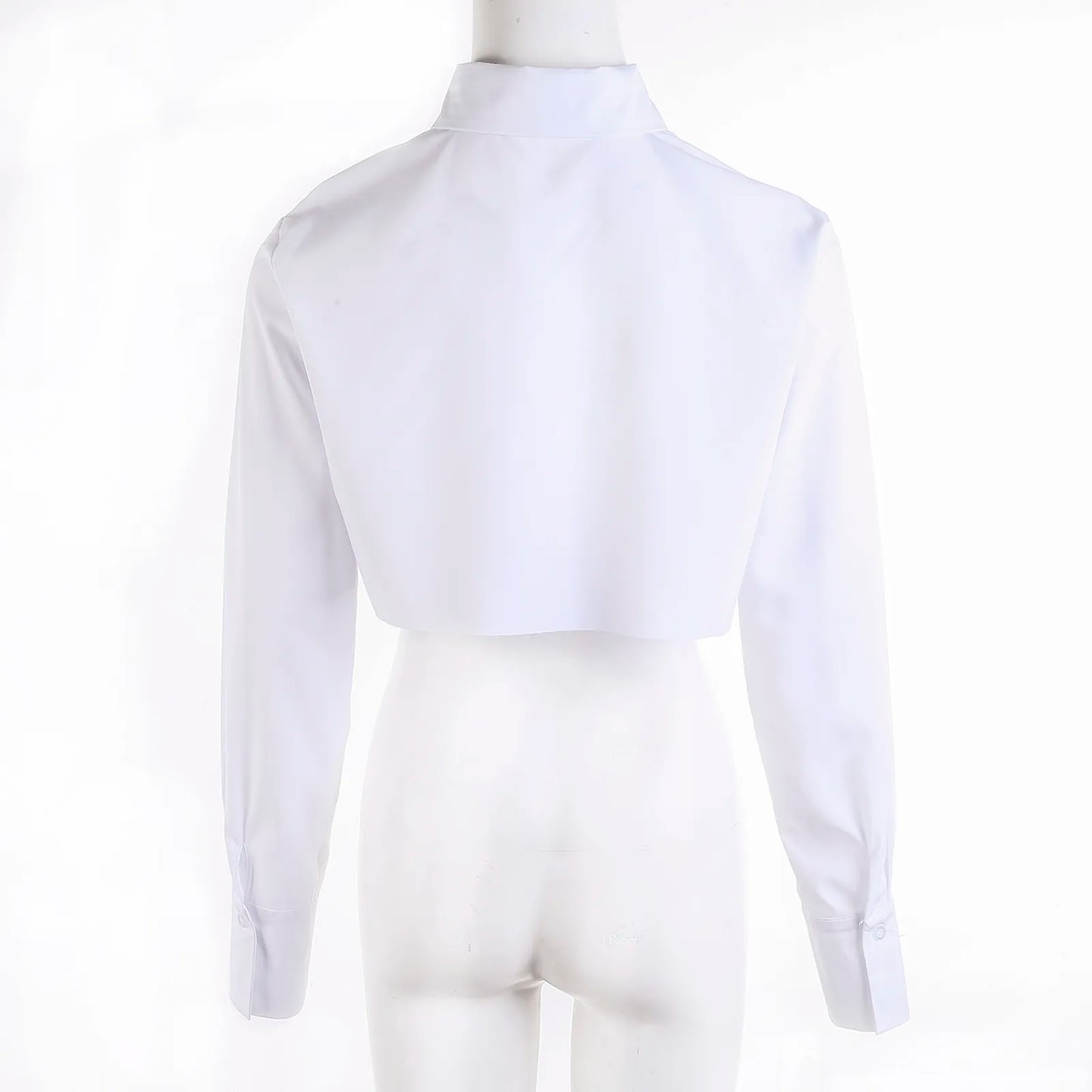 Women Crop Shirt,Turn Down Collar Exposed Navel Solid Color Irregular Design Spring Clothing