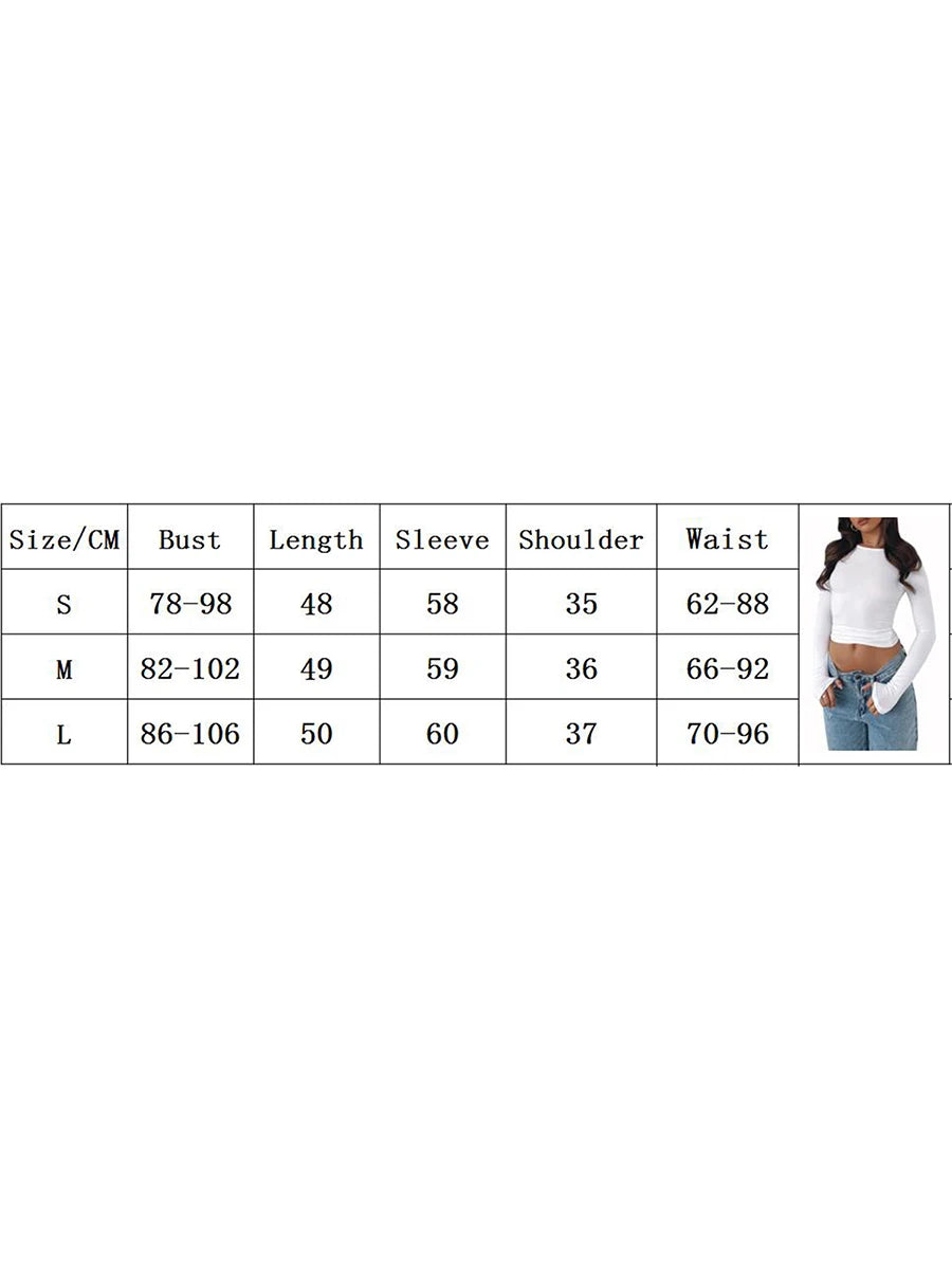 Women's Fall Casual Slim Fit Basic Tops Solid Color Long Sleeve Crew Neck Pullover Y2K Tight Tee Shirts Show Navel T-Shirt