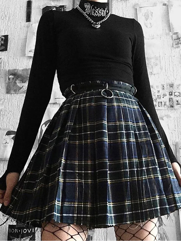 Women Black Bodycon Long Sleeve Crop Tops Gothic Harajuku Letter Embroidery Vintage Solid Tops Female Casual Basic Tops